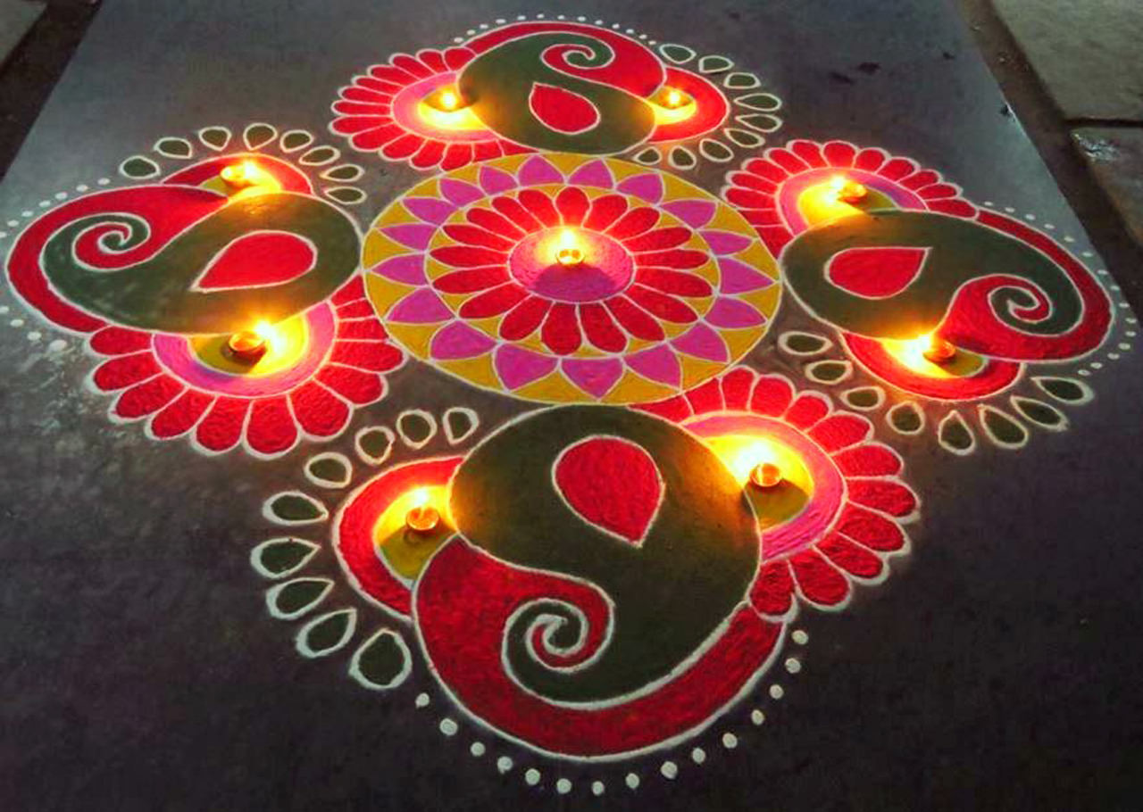 Diwali Diya Rangoli Pattern