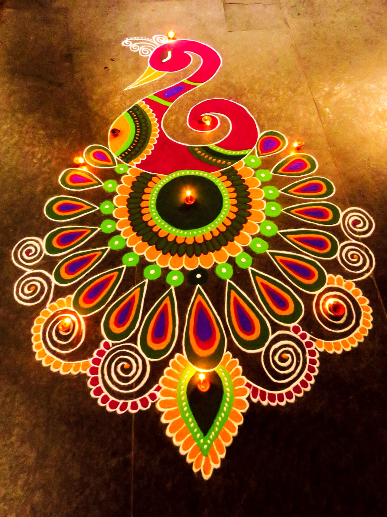 Peacock Colorful Rangoli Designs