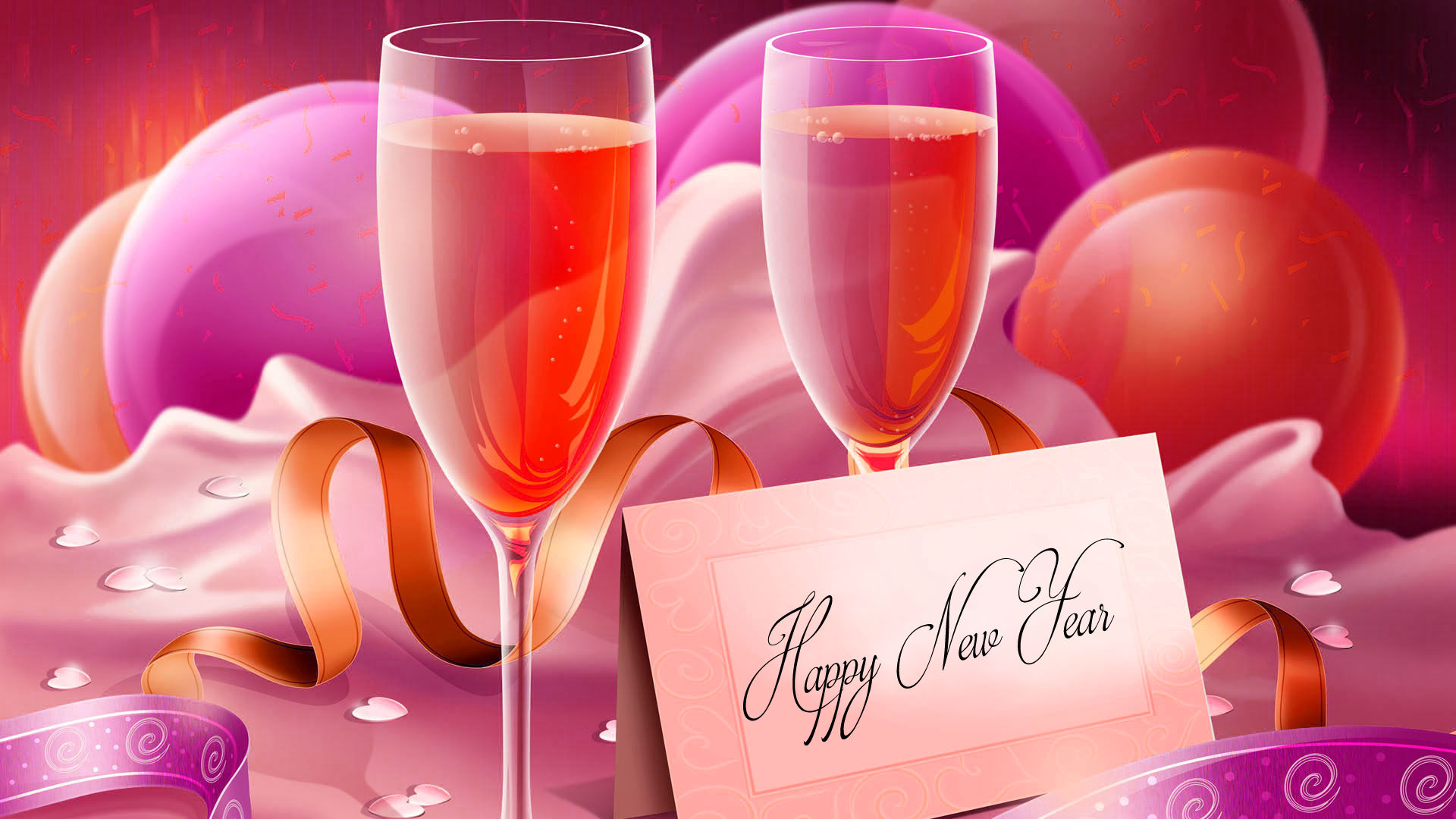 Happy New Year Wallpapers With Wine Glasses