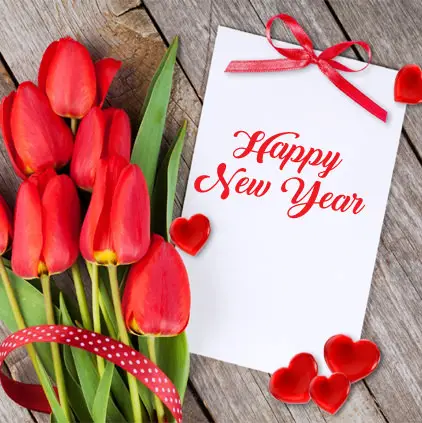 Happy New Year with Flowers