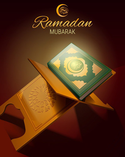 Ramadan Mubarak with Quran Book