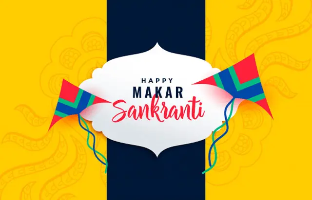 Premium Vector | Happy makar sankranti festival with kites, cloud and sun