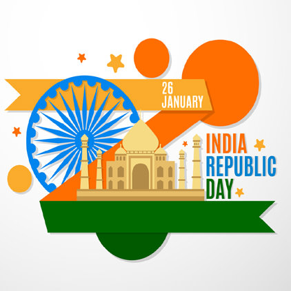 Republic Day Image with Taj Mahal Ashok Stambh