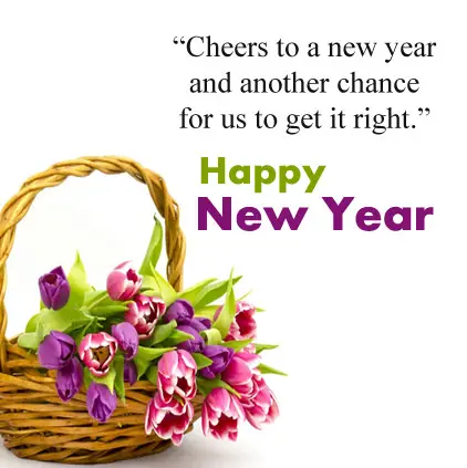 Purple and Pink Roses Wishes for New Year with Quote